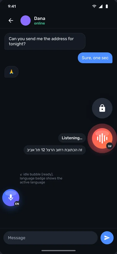 The floating mic bubble on the phone