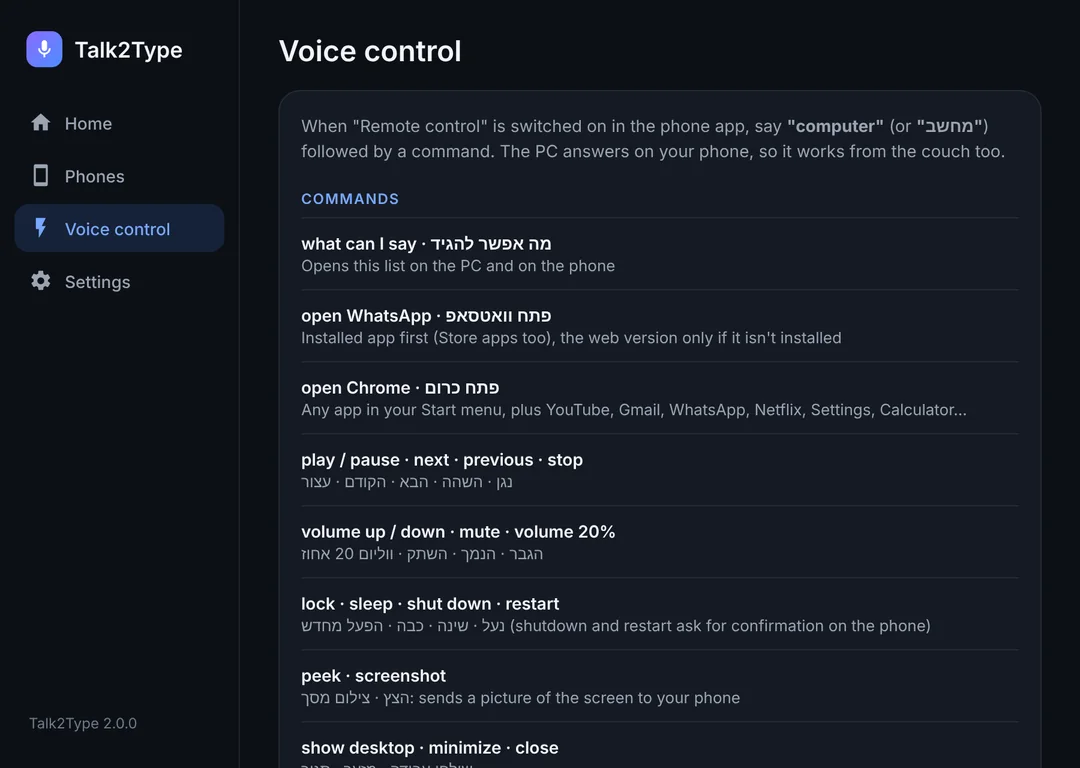 Remote control on the PC